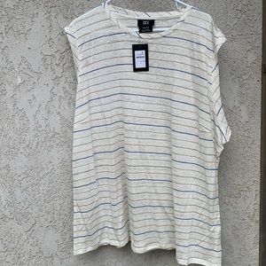 CCX Ivory Stripped sleeveless XXL Top Bust 31” Length 30”